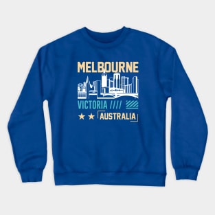 Retro Melbourne Australia Vintage Aussie City Skyline Crewneck Sweatshirt